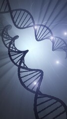 Poster - art dna chains loop rotation on vertical background. concept science animation.