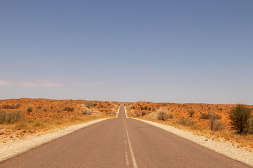 Wall Mural - The long, straight, tarred road from Upington to the Kgalagadi Transfrontier Park, South Africa