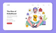 © inspiring.team - Kidult web banner or landing page. Man keeping his childhood passion