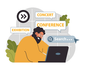 Wall Mural - virtual event. online exhibition, concert or conference. remote education