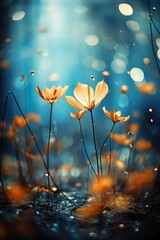 blurred out fall season abstract nature background with lots of bokeh and a bright center spotlight 