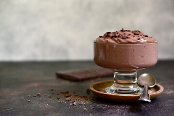 Wall Mural - Homemade delicious chocolate pudding or mousse.