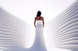 Jeune femme élégante habillée de blanc, vue de dos - Mariée - Générative IA