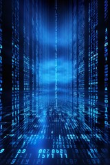 Abstract binary code technology background with blue hues. ai generative