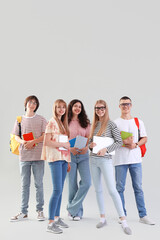  Group of students on light background