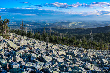 Fototapete - der Lusen, Blick vom Gipfel über den Bayerischen Wald