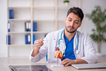 Sticker - Young male doctor cardiologist sitting at the hospital