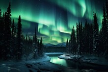 Celestial Reverie: Mythical Creatures Amidst The Vibrant Aurora
