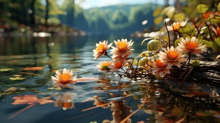 Canvas Print - flowers in the water