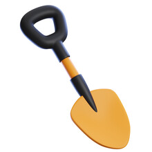 3D Icon Render Of Sand Shovel, Summer Vacation And Time To Travel Concept