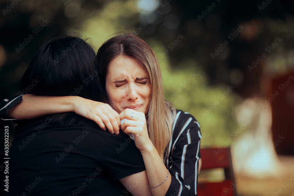 Sad Woman Crying on the Shoulder of her Best Friend. Unhappy girl ...