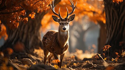Wall Mural - deer in the autumn forest