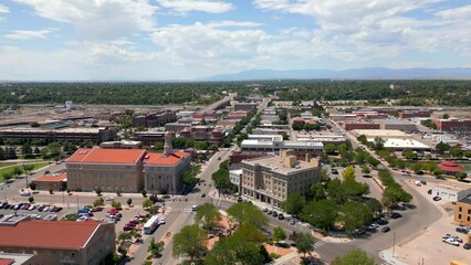 Wall Mural - Aerial establishing shot Downtown Pueblo Colorado USA