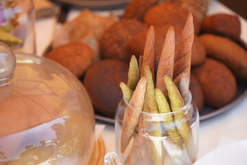 Wall Mural - Bread sticks in a glass jar on the table