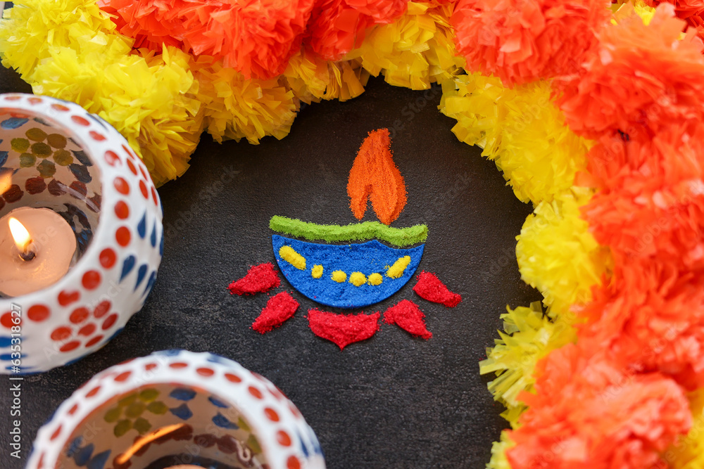 Diwali celebration Indian festival of lights Diya oil lamp lantern ...