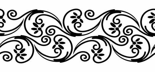 Seamless swirly vine and floral border design