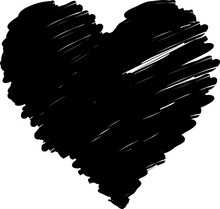 Black Paint Heart Shape   . Decorative Doodle Love Symbol.