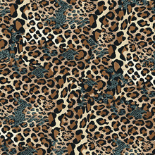 Leopard And Snak Skin Combination Texture. Black, Brown And Blue Spots On Beige Background. Vektor Pattern For Textile, Covering And Wrapping Prints, Website Backgrounds, Banners, Cards And Decoration