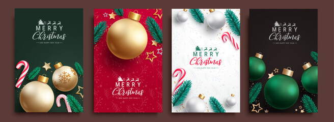 Merry christmas text vector set design. Christmas greeting card collection for holiday season card lay out. Vector illustration seasonal banner.
