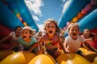  Kids Having Fun On A Bouncy Castle, Generative AI