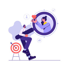 Concept of target marketing, business strategy, Businessman study client behavior of target audience and develop business strategy, determine their business targets