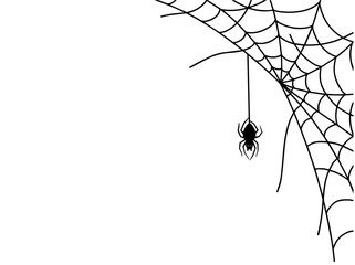 Canvas Print - Halloween Spider webs Silhouette Illustration
