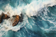 Abstract Background Of Depicting The Meeting Of Waves From A River And The Sea During High And Low Tide, Symbolizing The Ebb And Flow Of Life. Generative Ai.
