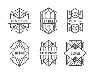 Wall Mural - vintage label badge logo design line art vector illustration