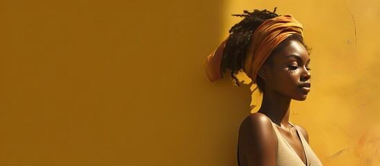 Poster - African American woman posing against a plain wall with space for text