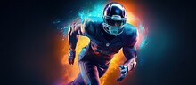 Neon Colored Banner Featuring An Active American Football Player Ideal For Betting Ads