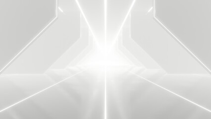Aufkleber - Abstract white futuristic geometric tunnel, architecture design concept, 3d rendering.