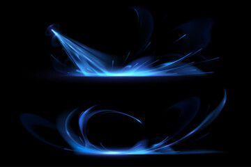 Wall Mural - abstract blue light motion effects on black background