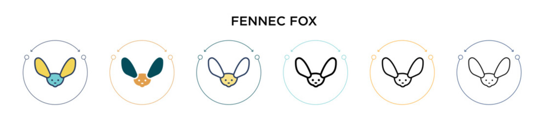 Fennec fox icon in filled, thin line, outline and stroke style. Vector illustration of two colored and black fennec fox vector icons designs can be used for mobile, ui, web