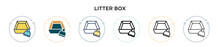 Litter Box Icon In Filled, Thin Line, Outline And Stroke Style. Vector Illustration Of Two Colored And Black Litter Box Vector Icons Designs Can Be Used For Mobile, Ui, Web