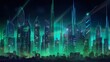 © Jodie - Cyberpunk City Skyline with Green and Blue Neon light