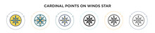 Cardinal Points On Winds Star Icon In Filled, Thin Line, Outline And Stroke Style. Vector Illustration Of Two Colored And Black Cardinal Points On Winds Star Vector Icons Designs Can Be Used For