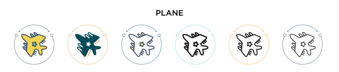 Wall Mural - plane icon in filled, thin line, outline and stroke style. vector illustration of two colored and bl