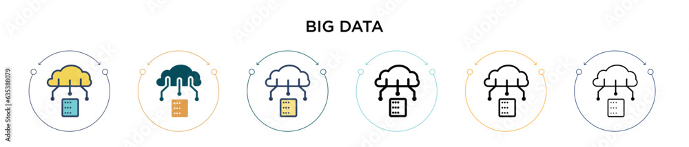 Big data icon in filled, thin line, outline and stroke style. Vector ...