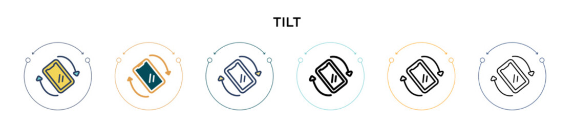 Wall Mural - tilt icon in filled, thin line, outline and stroke style. vector illustration of two colored and bla