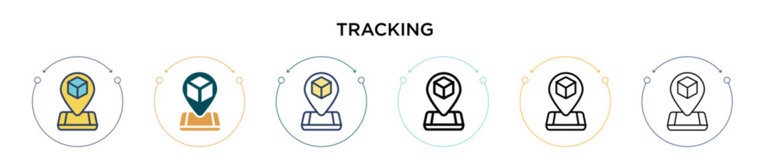 Wall Mural - Tracking icon in filled, thin line, outline and stroke style. Vector illustration of two colored and black tracking vector icons designs can be used for mobile, ui, web