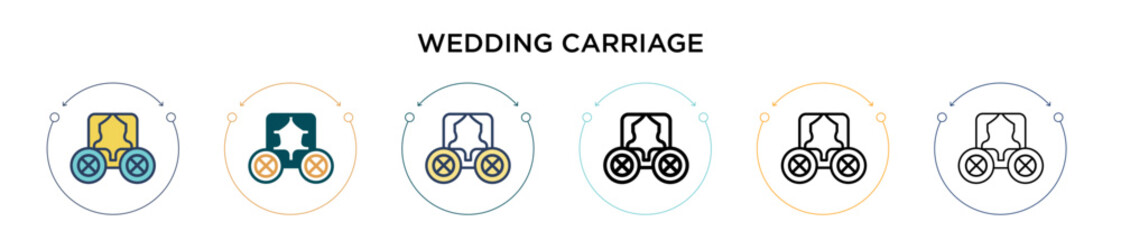 Wall Mural - Wedding carriage icon in filled, thin line, outline and stroke style. Vector illustration of two colored and black wedding carriage vector icons designs can be used for mobile, ui, web