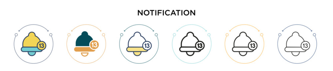 Wall Mural - notification icon in filled, thin line, outline and stroke style. vector illustration of two colored