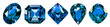 set of isolated illustrations blue gem crystals. Created with Generative AI