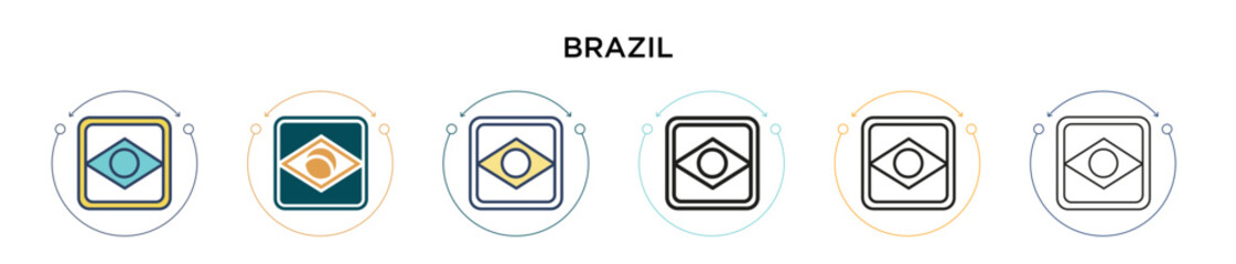 Wall Mural - brazil icon in filled, thin line, outline and stroke style. vector illustration of two colored and b