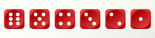 Set Of Red Game Dice. Board Games, Symbol Of Good Luck And Random Choice. Vector Gaming Dice. Vector EPS 10