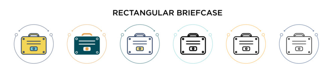 Wall Mural - rectangular briefcase icon in filled, thin line, outline and stroke style. vector illustration of tw