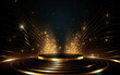 © MUS_GRAPHIC - Award ceremony background with golden shapes and light rays. Abstract luxury background