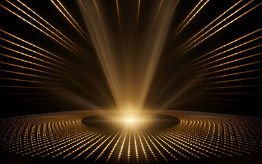 Wall Mural - Award ceremony background with golden shapes and light rays. Abstract luxury background
