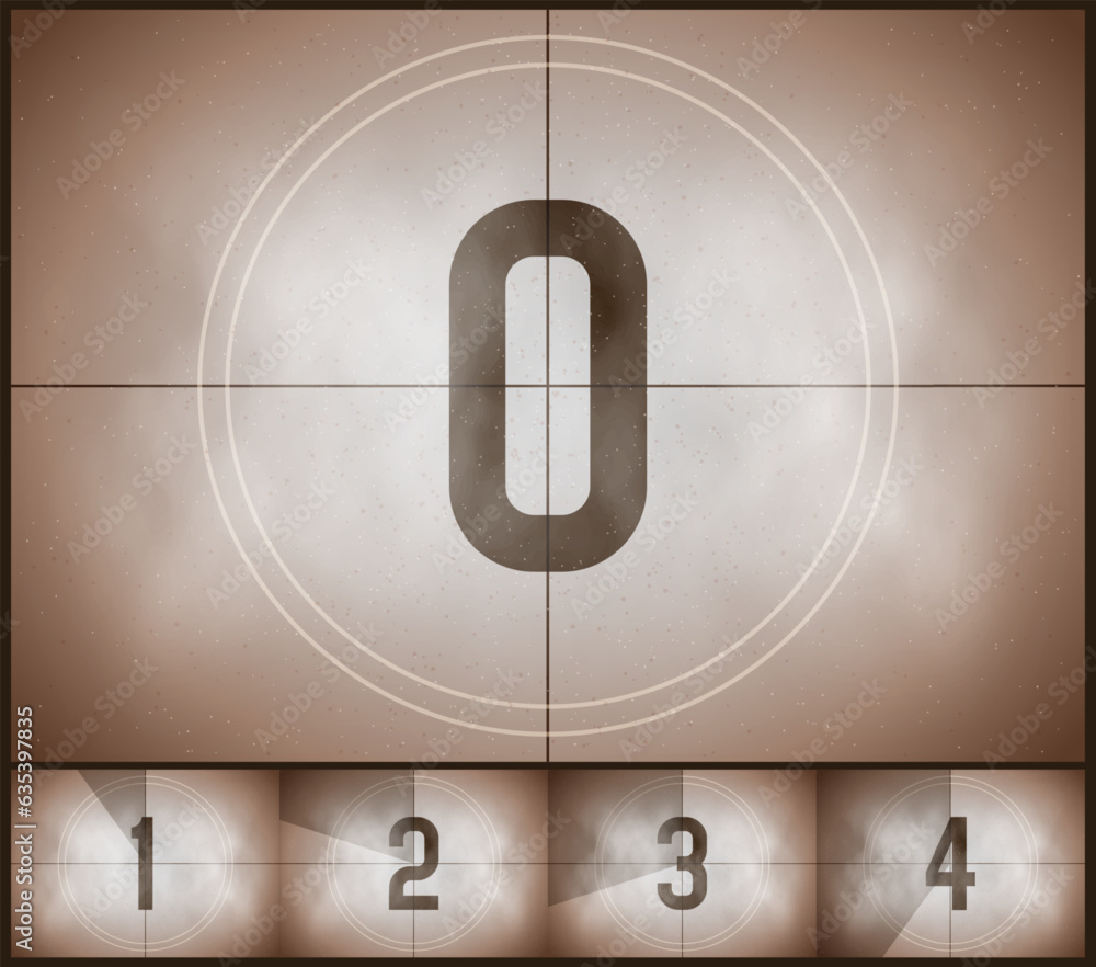 Old movie countdown. Retro frame with timer. Vector template for your ...