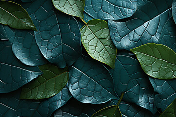 Poster - Beautiful leaf coca pattern texture background. Macro photography view.  Generative AI technology.